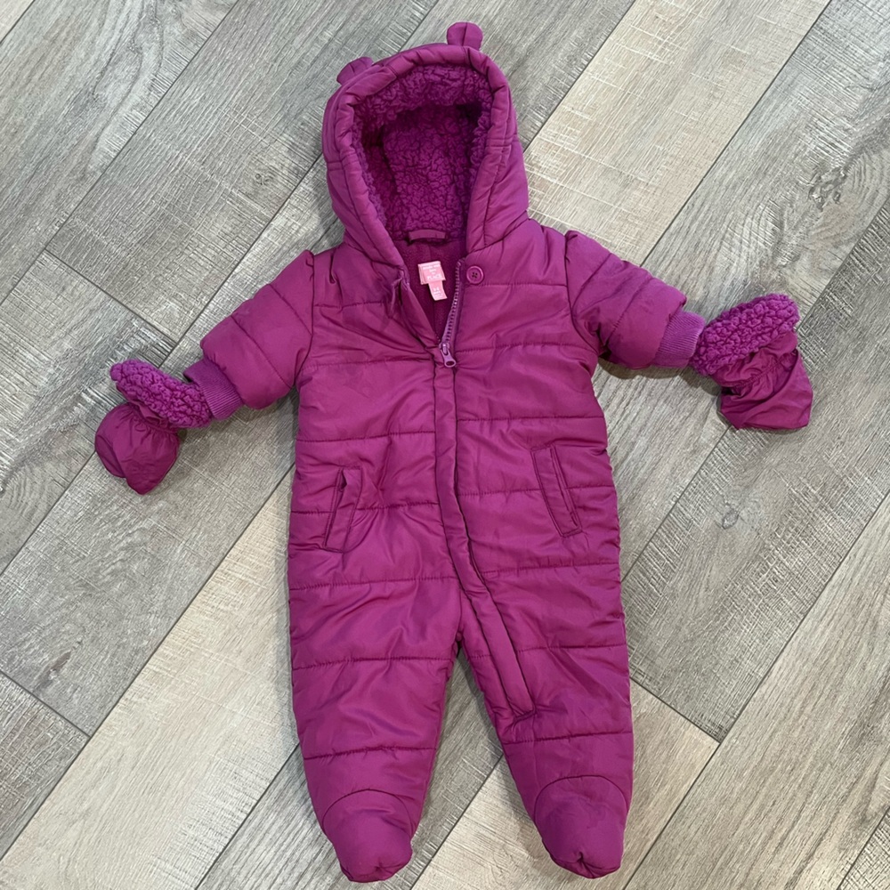 The Children's Place Purple Quilted Footies One Piece